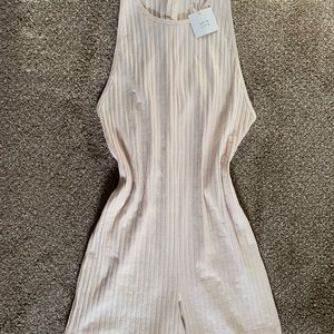 Zara cream jumpsuit romper seamless NWT